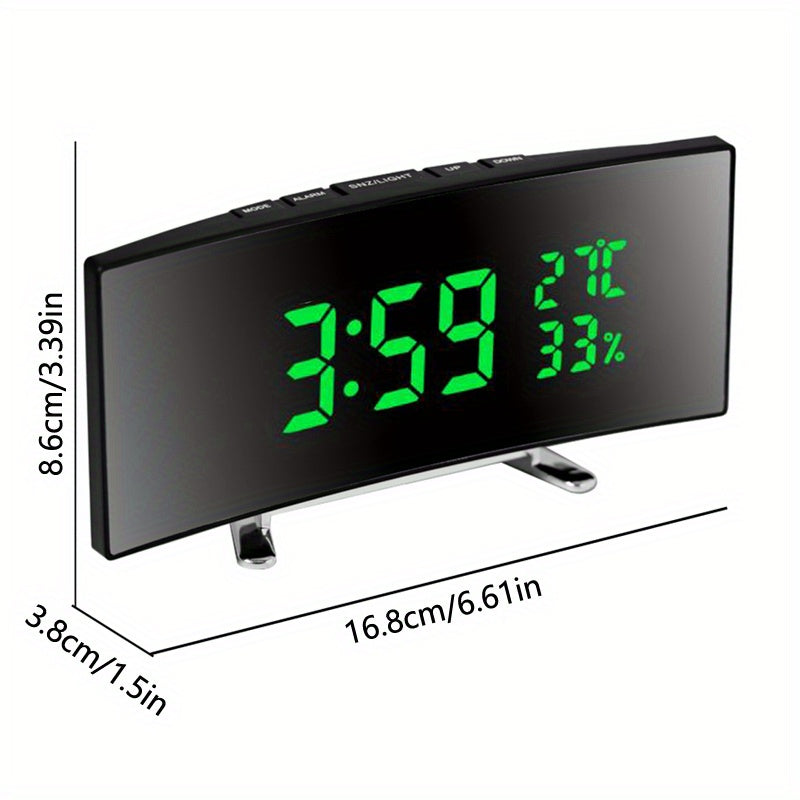 1pc 6.6-Inch Multifunctional LED Alarm Clock with a Curved Large Screen Display