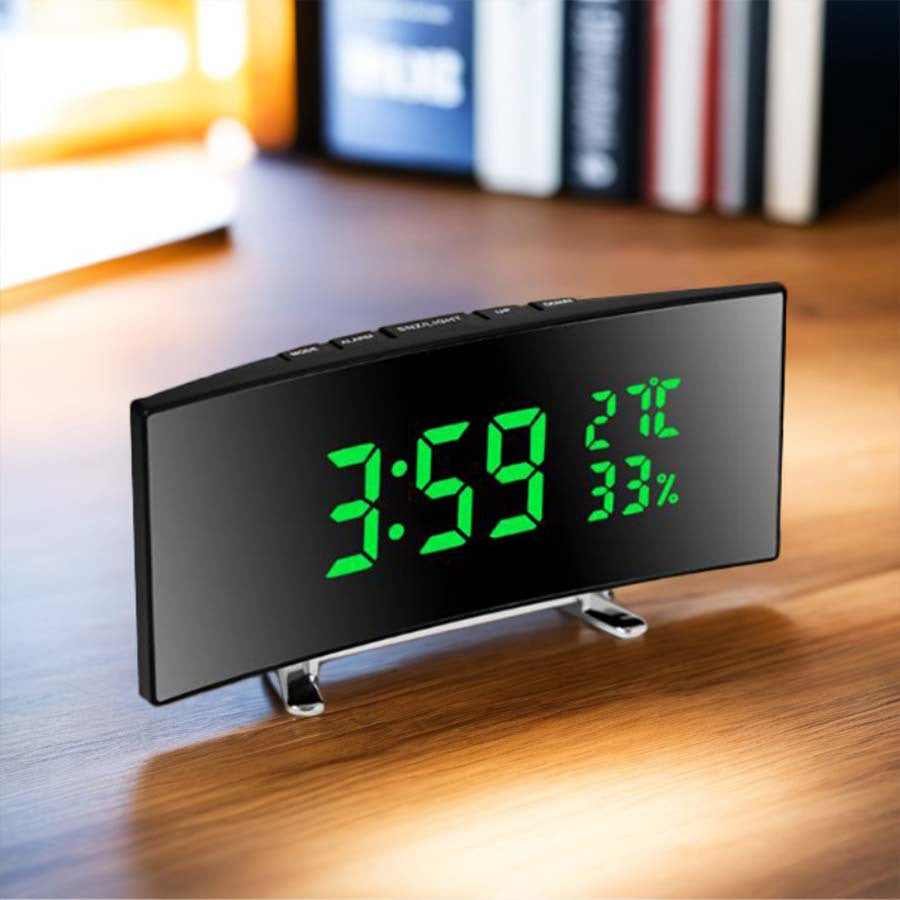 1pc 6.6-Inch Multifunctional LED Alarm Clock with a Curved Large Screen Display
