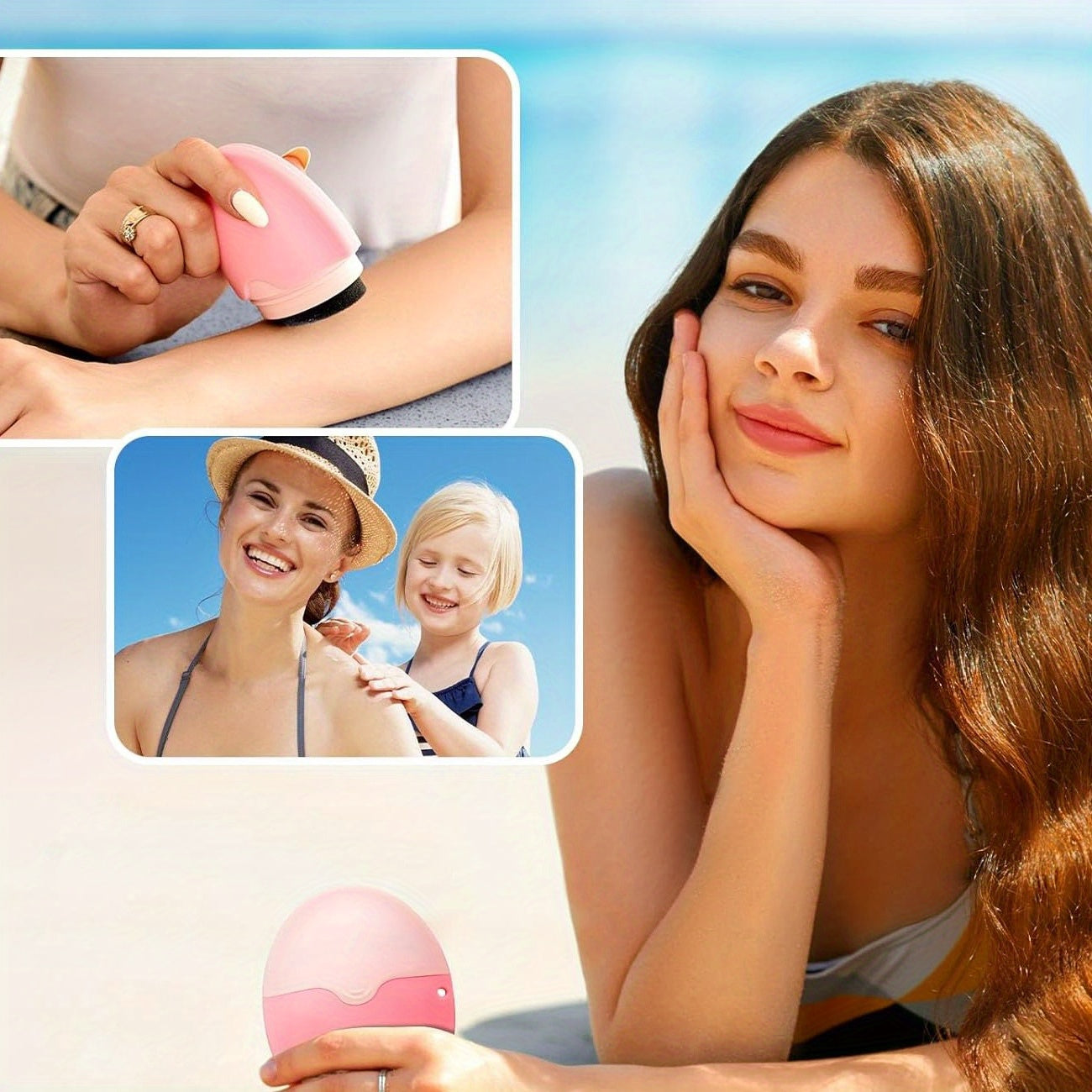 Sunscreen Applicator - Portable Sunscreen Roller Sponge Applicator with Protective Cap