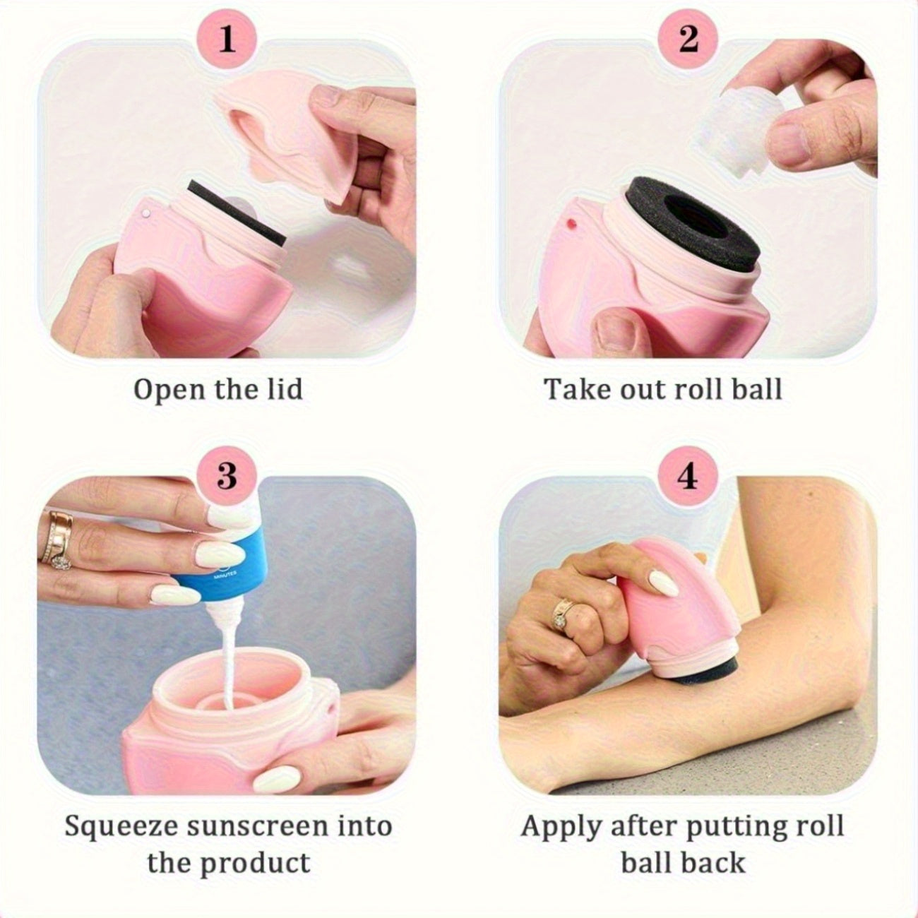 Sunscreen Applicator - Portable Sunscreen Roller Sponge Applicator with Protective Cap