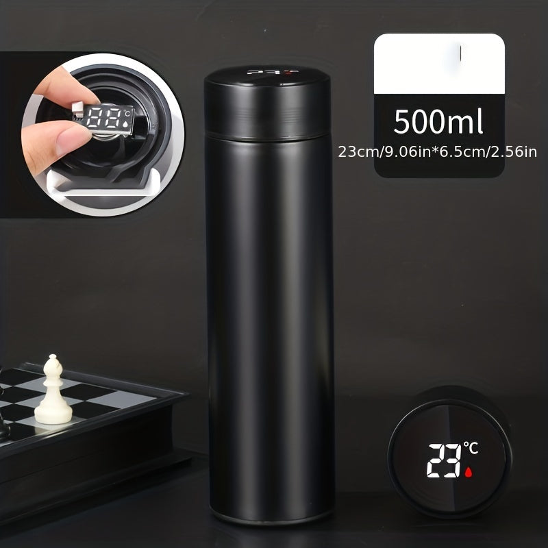 1pc 500ml/17oz Insulated Stainless Steel Temperature Display Water Cup