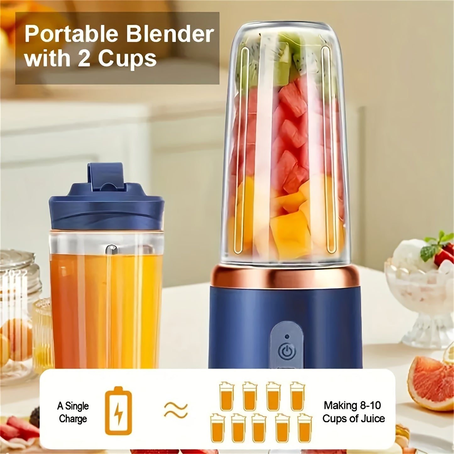 , Portable Milk Shake Blender - Travel Juice Blender