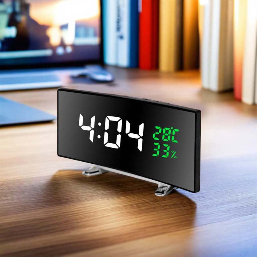 1pc 6.6-Inch Multifunctional LED Alarm Clock with a Curved Large Screen Display