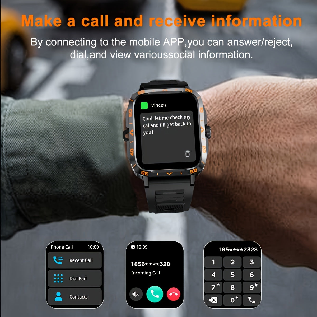 1.95-inch Smart Watch with LED Flashlight,