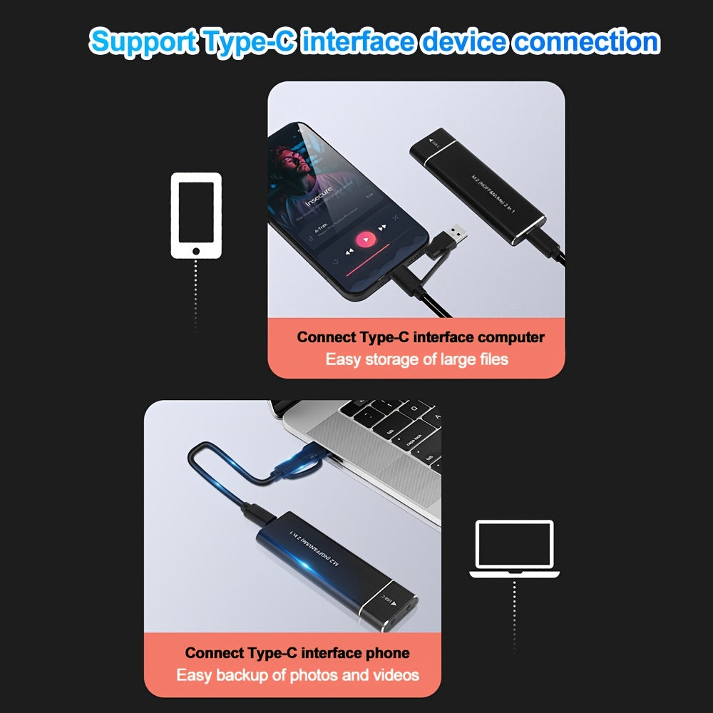 Dual protocol SATA/NVME solid-state hard drive box with 5.08cm -1 line notebook M.2 external hard drive box