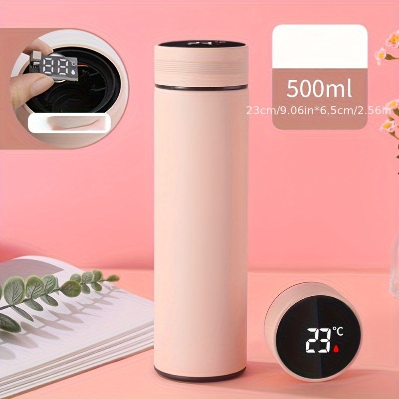 1pc 500ml/17oz Insulated Stainless Steel Temperature Display Water Cup