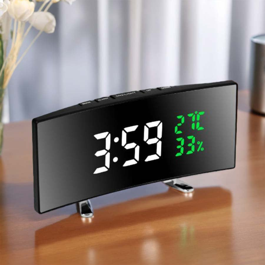 1pc 6.6-Inch Multifunctional LED Alarm Clock with a Curved Large Screen Display