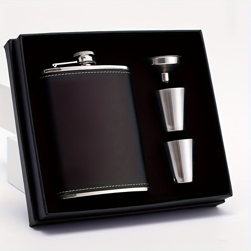 A Black Leather Wine Bottle Gift Box Set