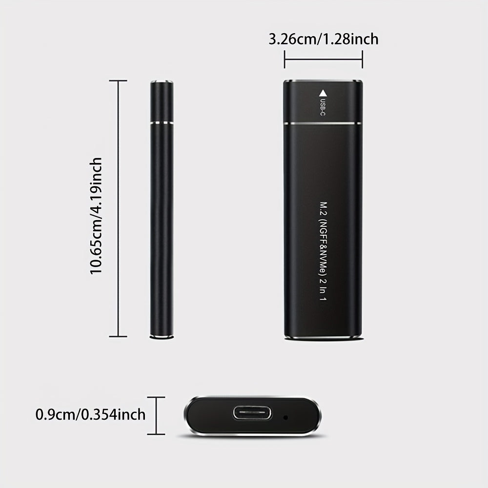 Dual protocol SATA/NVME solid-state hard drive box with 5.08cm -1 line notebook M.2 external hard drive box