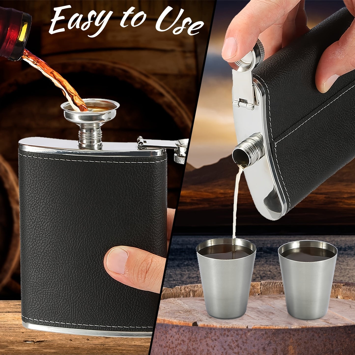 A Black Leather Wine Bottle Gift Box Set