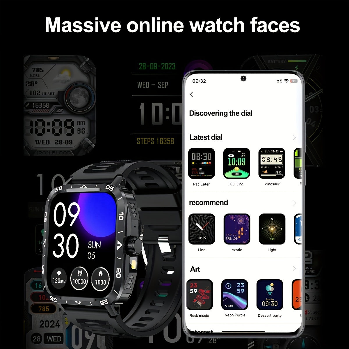 1.95-inch Smart Watch with LED Flashlight,