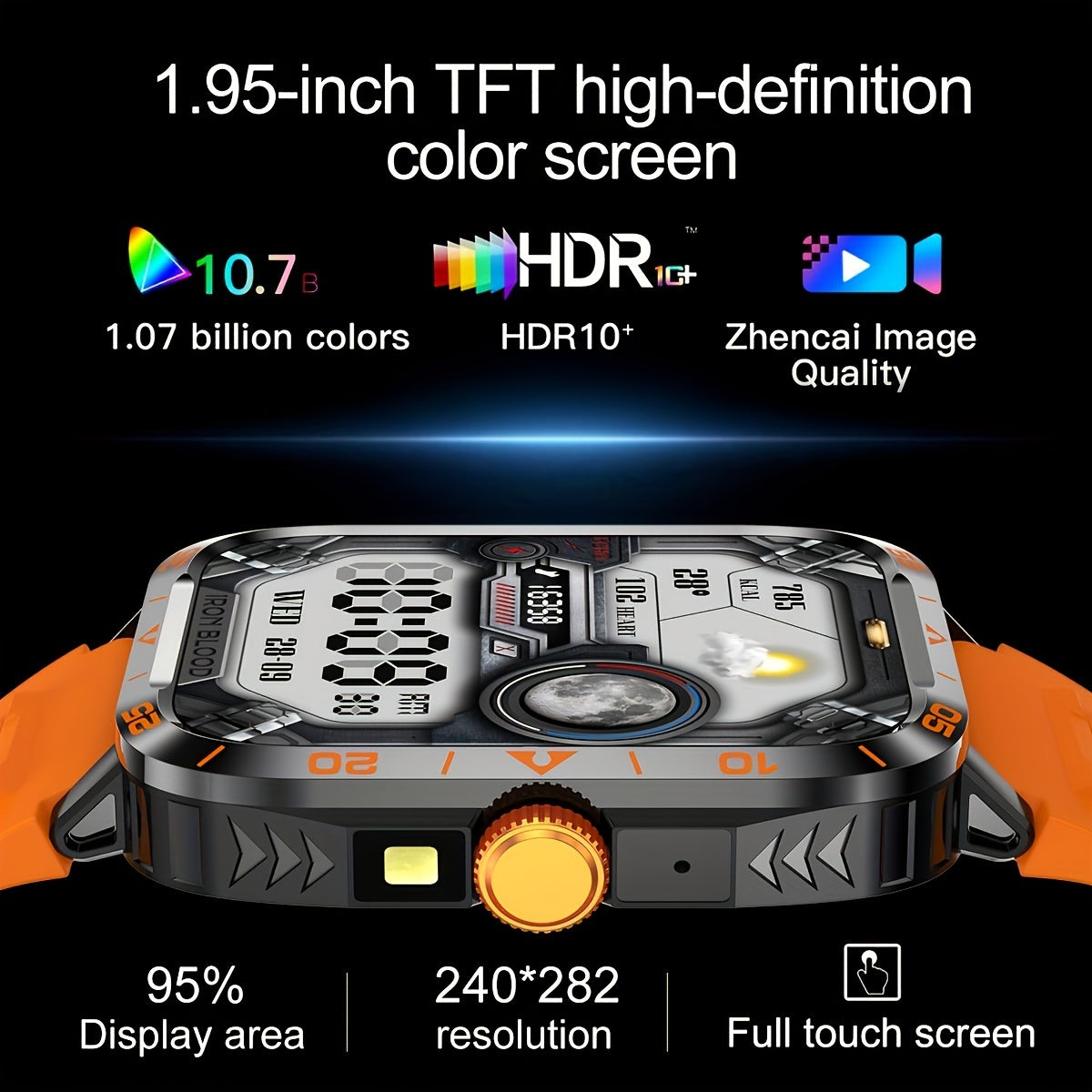 1.95-inch Smart Watch with LED Flashlight,