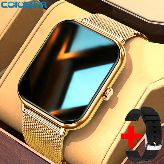 Smart Watch - 4.65cm HD Display, Golden-Tone Mesh Band,, Wireless, Sedentary Alert