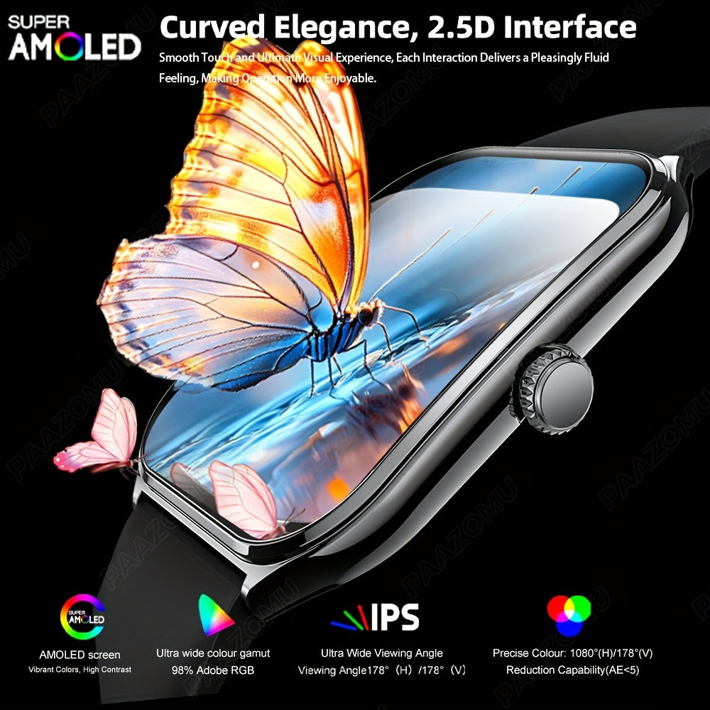 Ultra-Thin 4.98cm AMOLED Smartwatch - HD Resolution, High Quality, Wireless 5.0, Multi-Sport Tracker