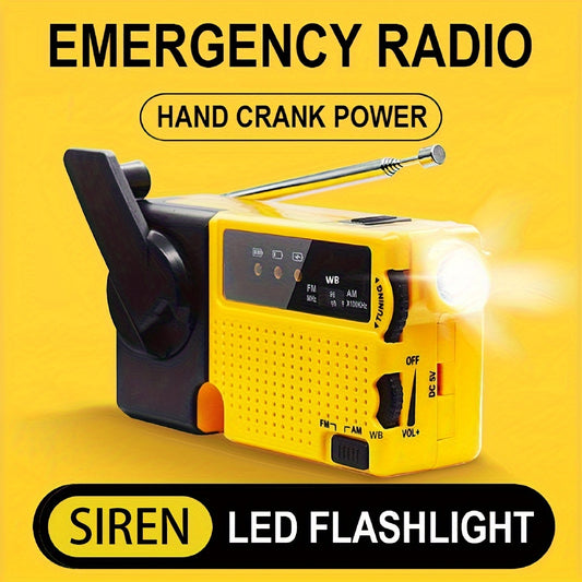 Emergplan Classic Portable Mini Hand Crank Emergency Radio with LED Flashlight