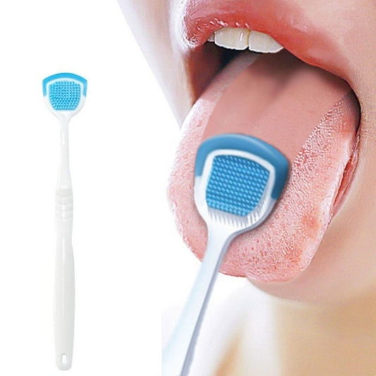 Plastic Tongue Scraper Brush with Silicone Head - Bad Breath Control