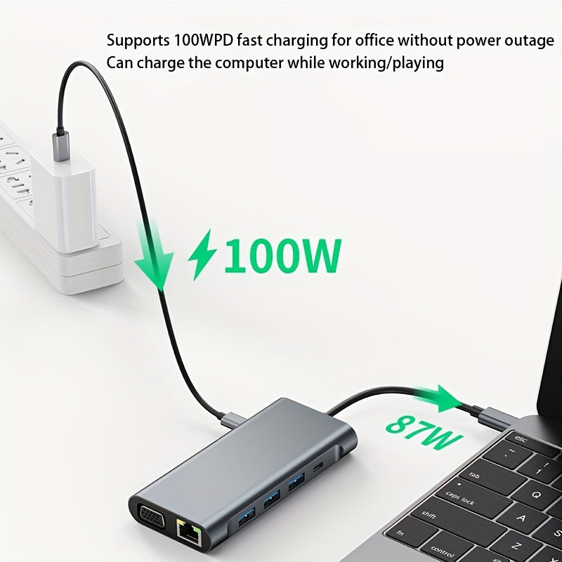 11-in-1 Type-C USB-C Expansion Dock with Multiple USB-C Ports