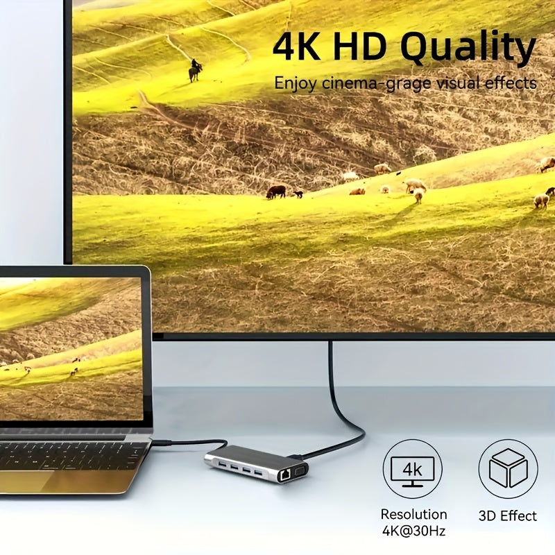11-in-1 Type-C USB-C Expansion Dock with Multiple USB-C Ports