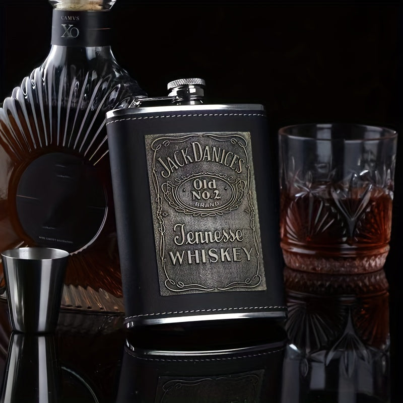 Leather Square Flask - Stainless Steel Flask with Original Tennessee Embossed