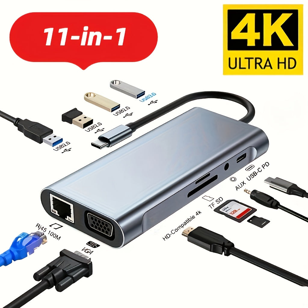 11-in-1 Type-C USB-C Expansion Dock with Multiple USB-C Ports