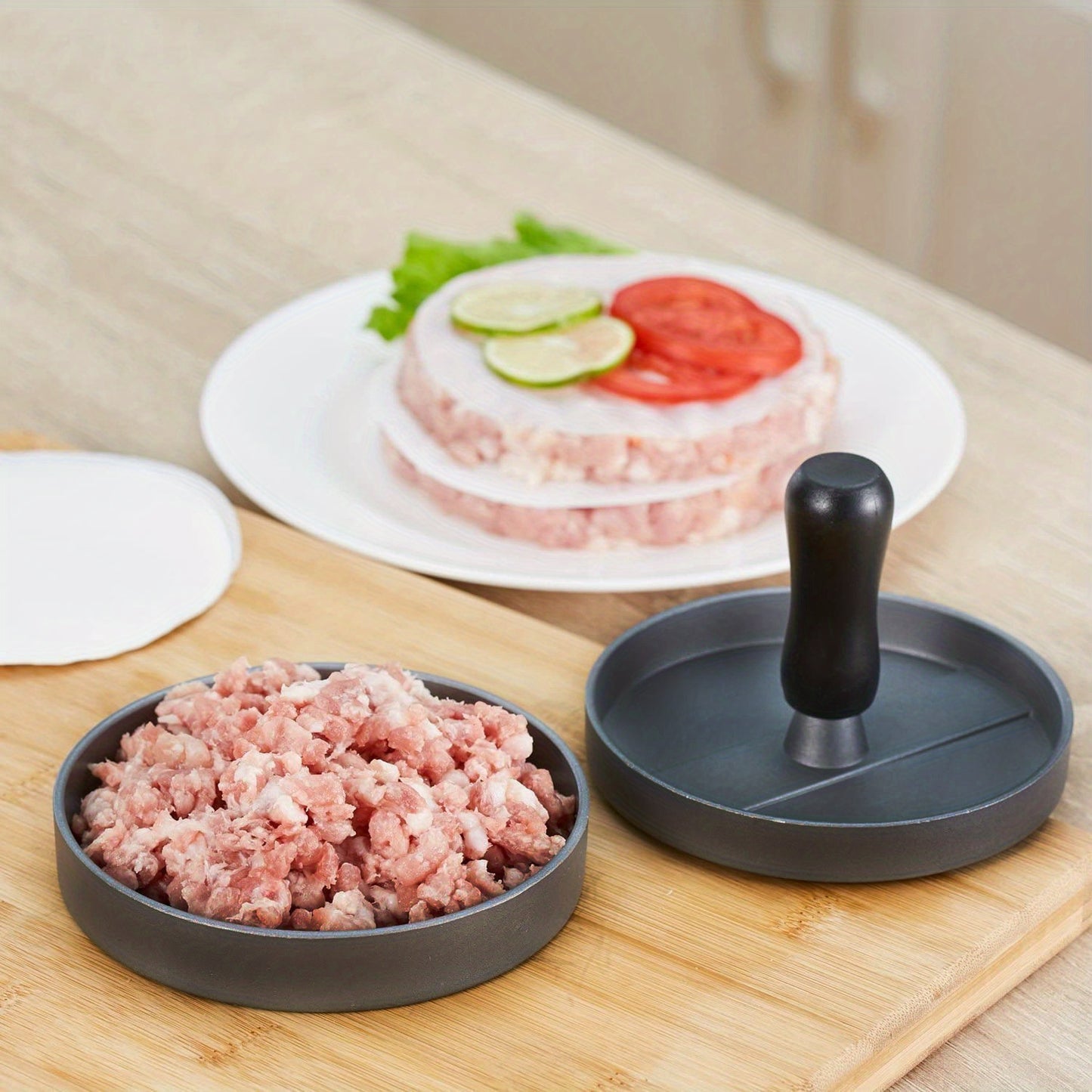 Burger Press 100 Patty Papers, Aluminum Non-Stick Hamburger Patty Maker Mold