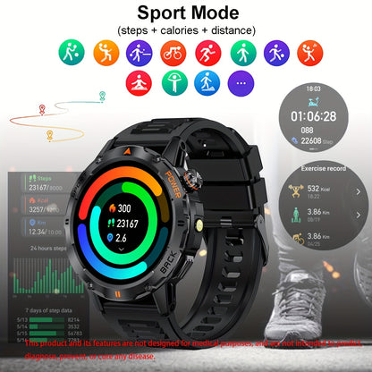 COIUSOR Men'S Smartwatch 1.53-Inch, Wireless Calling, LED Flashlight, Syncs Smartphone Information