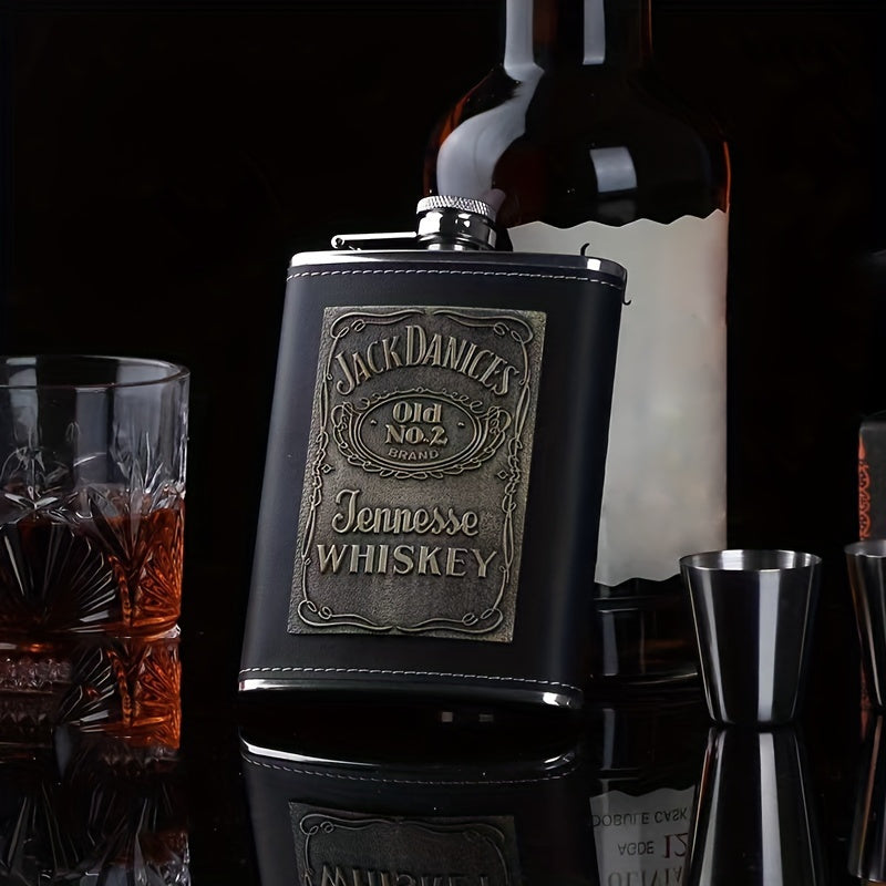 Leather Square Flask - Stainless Steel Flask with Original Tennessee Embossed