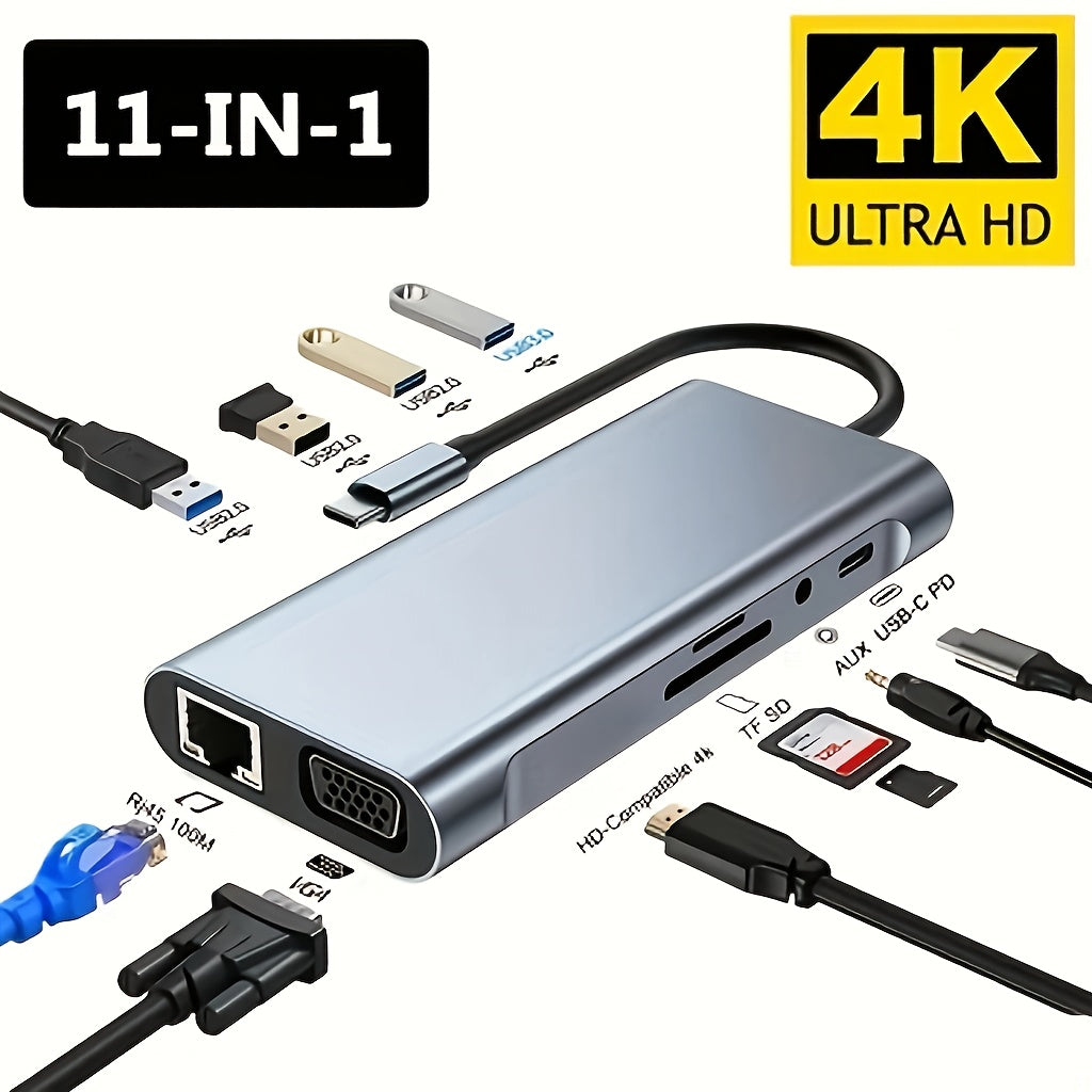 11-in-1 Type-C USB-C Expansion Dock with Multiple USB-C Ports