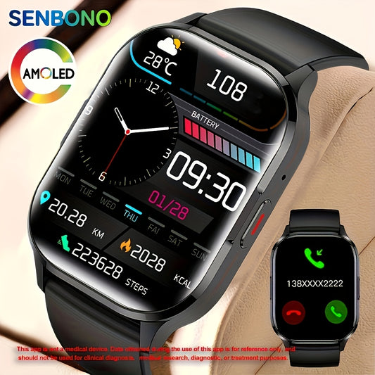 SENBONO Smart Watch - 5.11cm Amoled HD Display, Wireless Calls, Customizable Faces