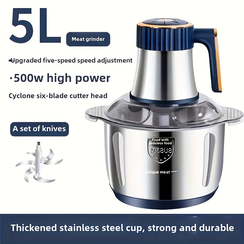 Electric Meat Grinder, Food Processor 5L Stainless Steel And Noodle Machine