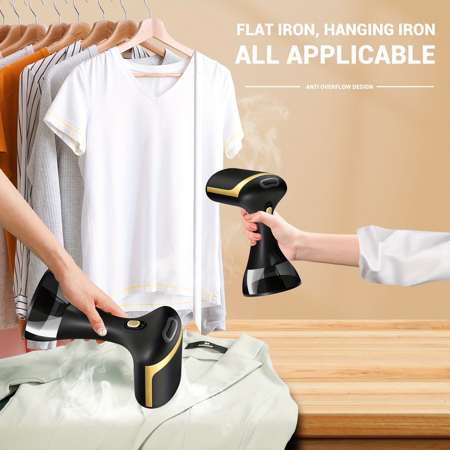 1500W Portable Garment Steamer - 230V, European Plug, Plastic, Wrinkle Removal for Clothes