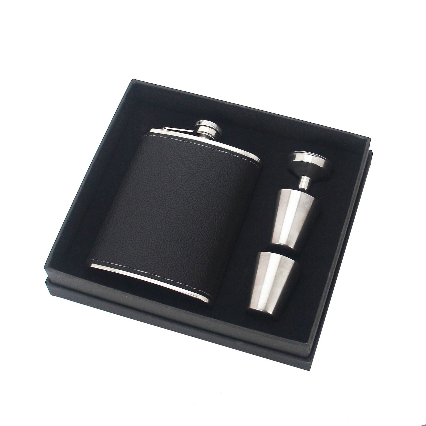 A Black Leather Wine Bottle Gift Box Set