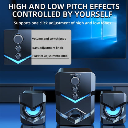 High-Quality 2.1 Stereo Desktop Speaker with LED Ambient Lighting