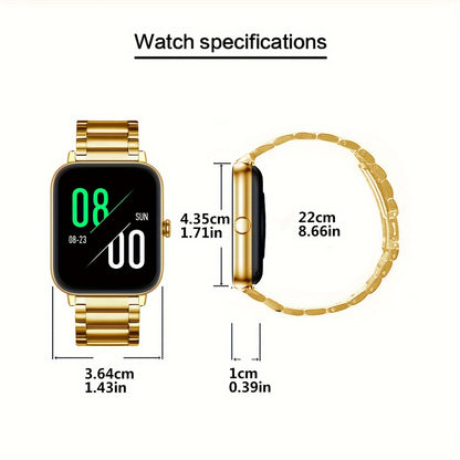 Smart Watch - 4.65cm HD Display, Golden-Tone Mesh Band,, Wireless, Sedentary Alert