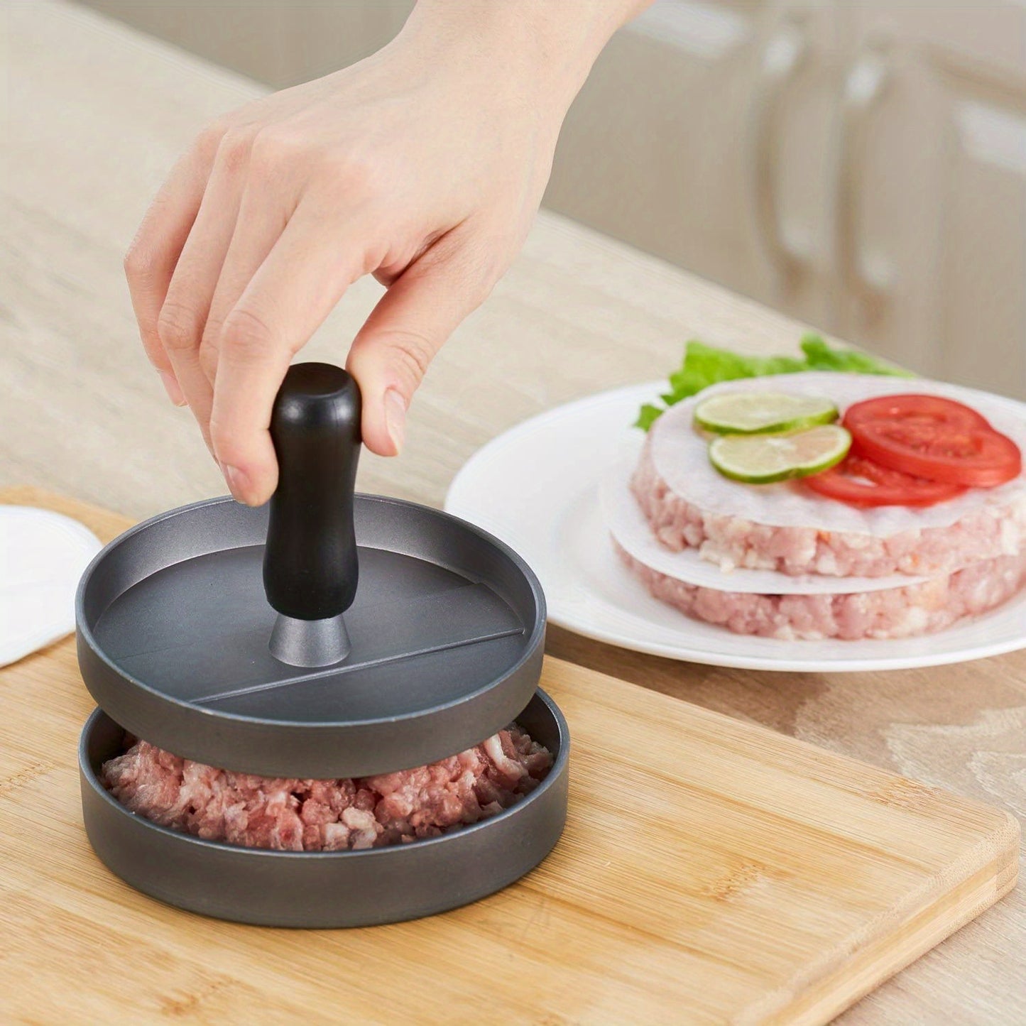 Burger Press 100 Patty Papers, Aluminum Non-Stick Hamburger Patty Maker Mold