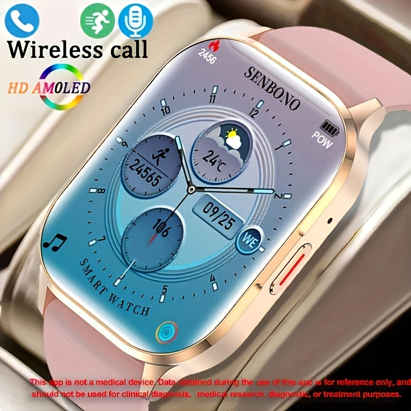 SENBONO Smart Watch - 5.11cm Amoled HD Display, Wireless Calls, Customizable Faces