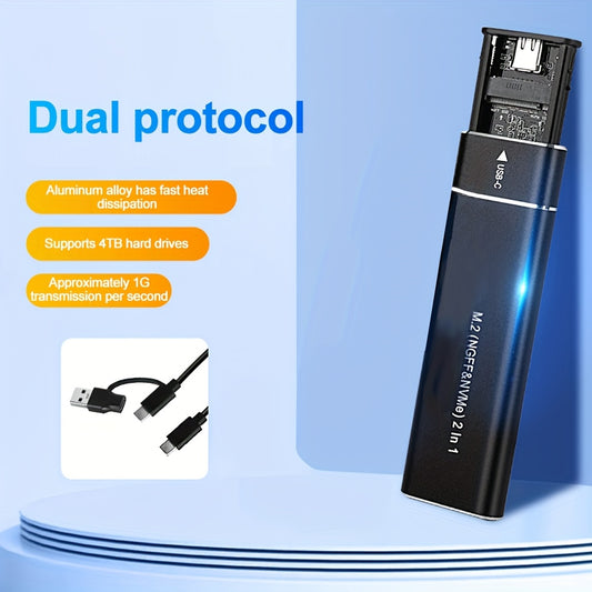 Dual protocol SATA/NVME solid-state hard drive box with 5.08cm -1 line notebook M.2 external hard drive box