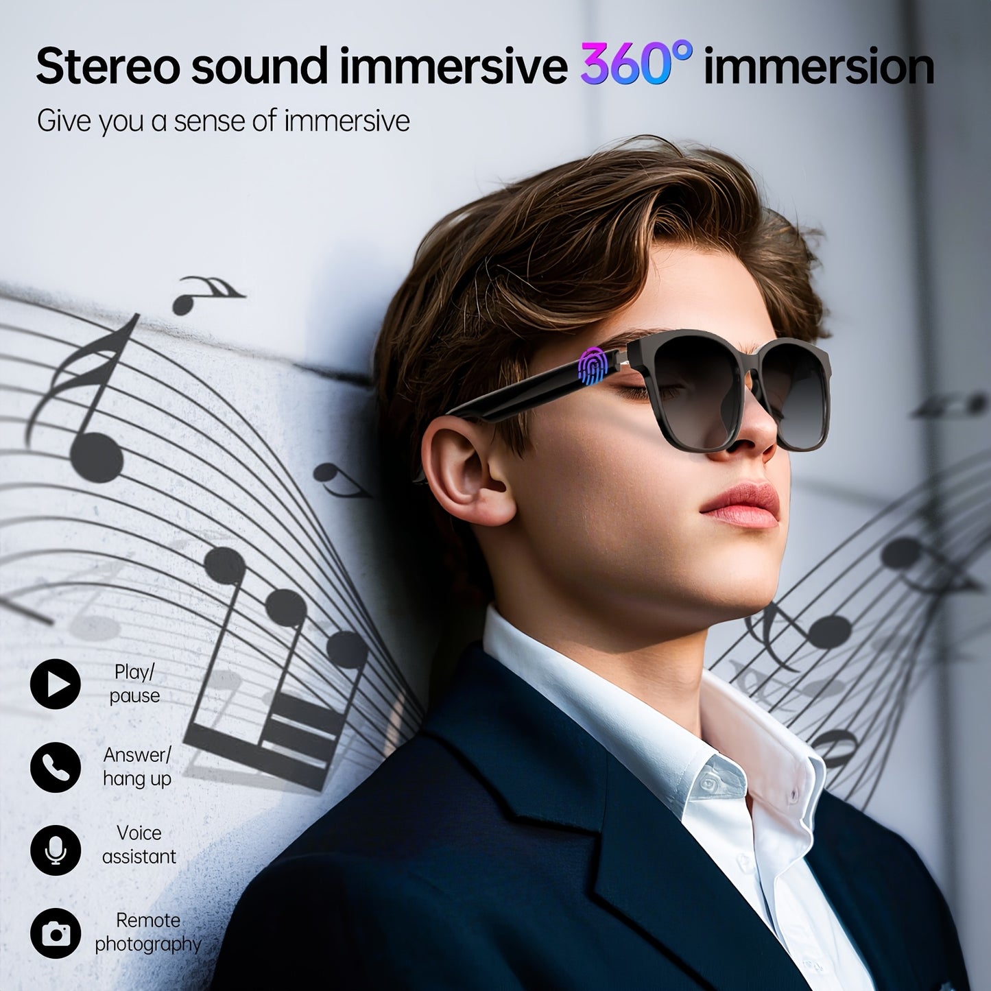 Smart Glasses with 144 Languages, Blue Light Filtering Polarized Lenses, Low Latency Audio