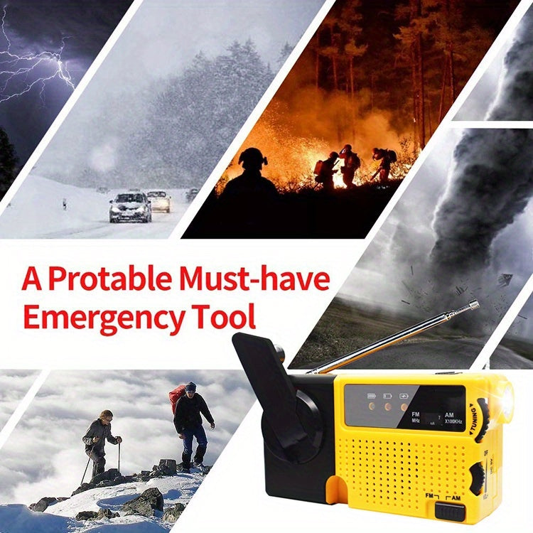 Emergplan Classic Portable Mini Hand Crank Emergency Radio with LED Flashlight