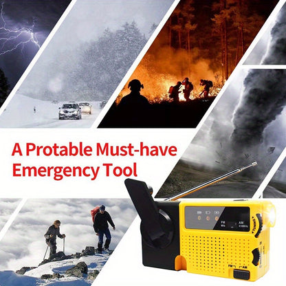 Emergplan Classic Portable Mini Hand Crank Emergency Radio with LED Flashlight