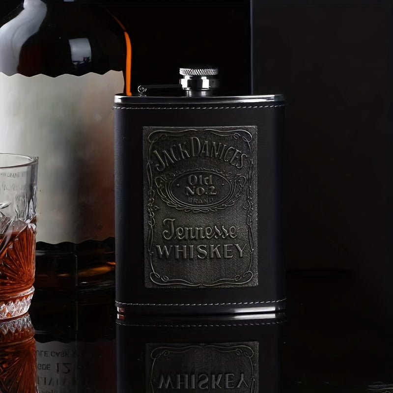 Leather Square Flask - Stainless Steel Flask with Original Tennessee Embossed