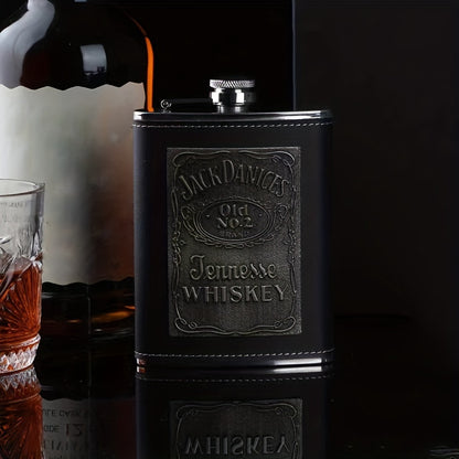 Leather Square Flask - Stainless Steel Flask with Original Tennessee Embossed