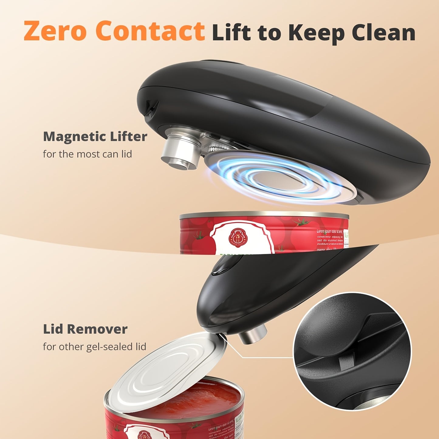 Automatic Can Opener with Smooth Edges