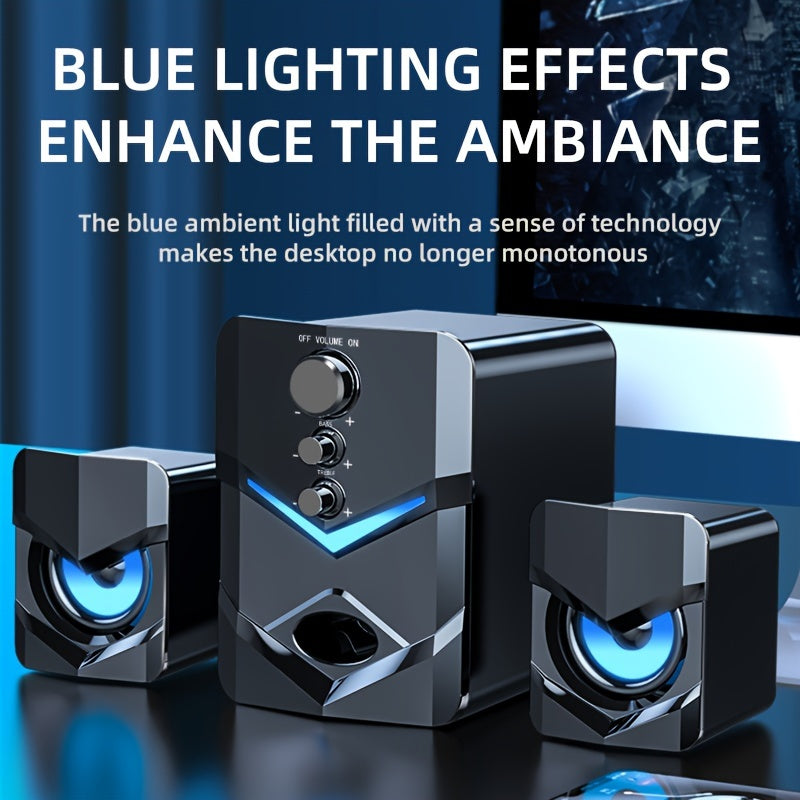 High-Quality 2.1 Stereo Desktop Speaker with LED Ambient Lighting