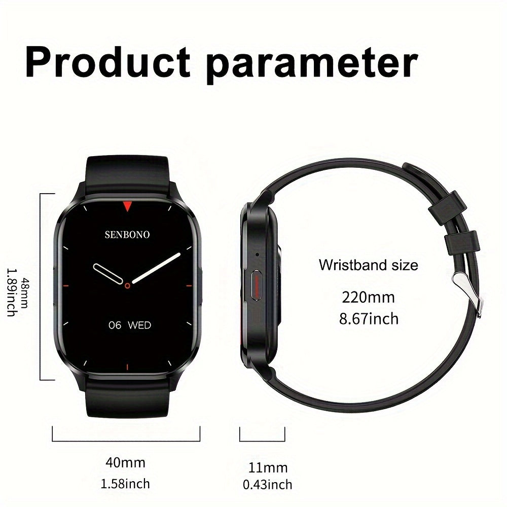 SENBONO Smart Watch - 5.11cm Amoled HD Display, Wireless Calls, Customizable Faces