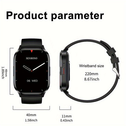 SENBONO Smart Watch - 5.11cm Amoled HD Display, Wireless Calls, Customizable Faces
