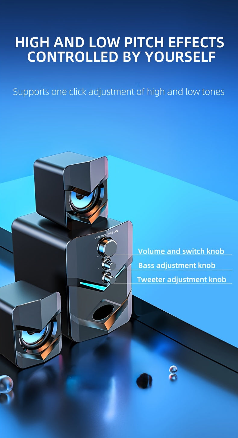 High-Quality 2.1 Stereo Desktop Speaker with LED Ambient Lighting