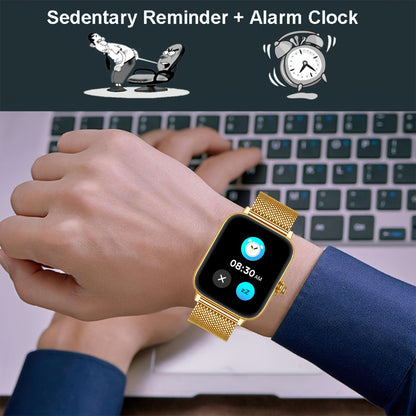Smart Watch - 4.65cm HD Display, Golden-Tone Mesh Band,, Wireless, Sedentary Alert