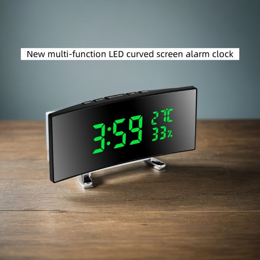 1pc 6.6-Inch Multifunctional LED Alarm Clock with a Curved Large Screen Display