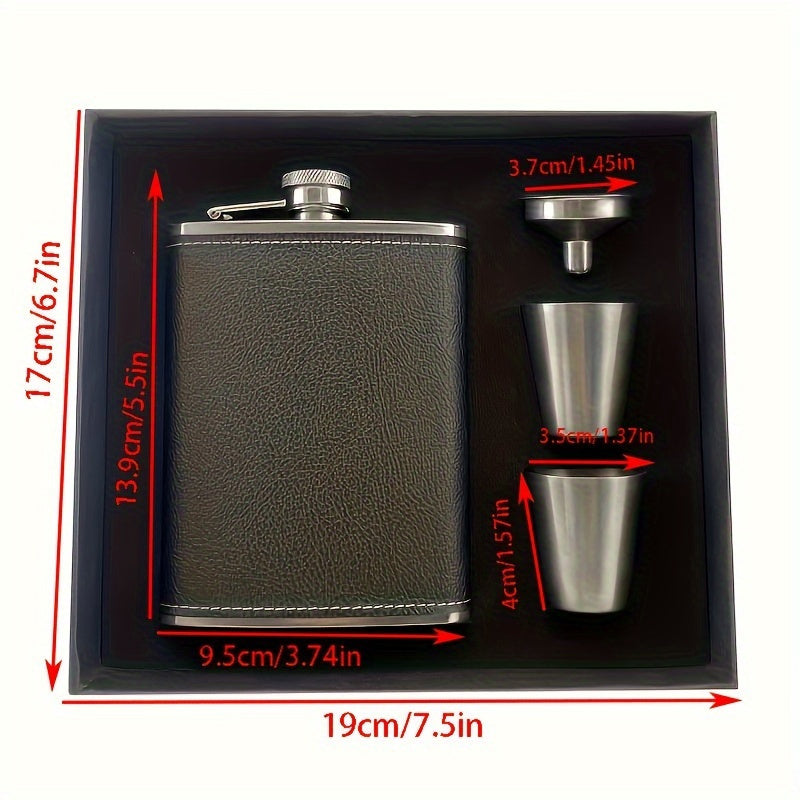A Black Leather Wine Bottle Gift Box Set